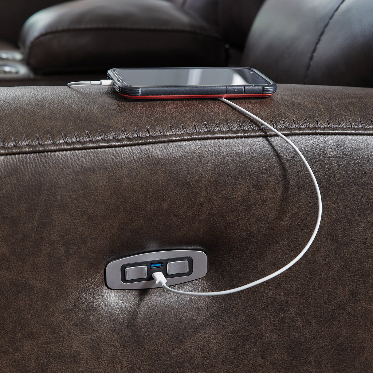 Crossplex Smoke Power Recliner by Ashley at Eve Furniture