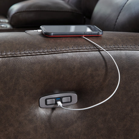 Crossplex Smoke Power Recliner by Ashley at Eve Furniture