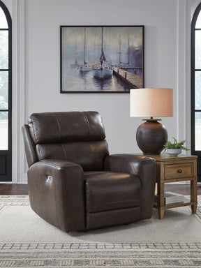 Crossplex Smoke Power Recliner by Ashley at Eve Furniture