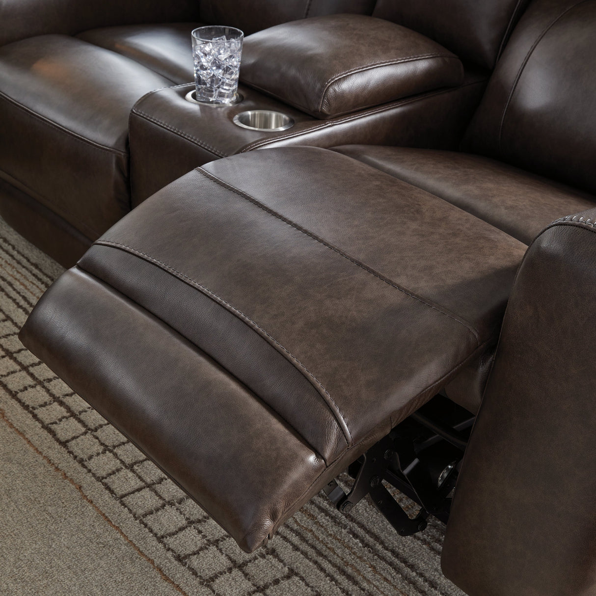 Crossplex Smoke Power Reclining Loveseat with Console by Ashley at Eve Furniture