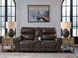 Crossplex Smoke Power Reclining Loveseat with Console by Ashley at Eve Furniture