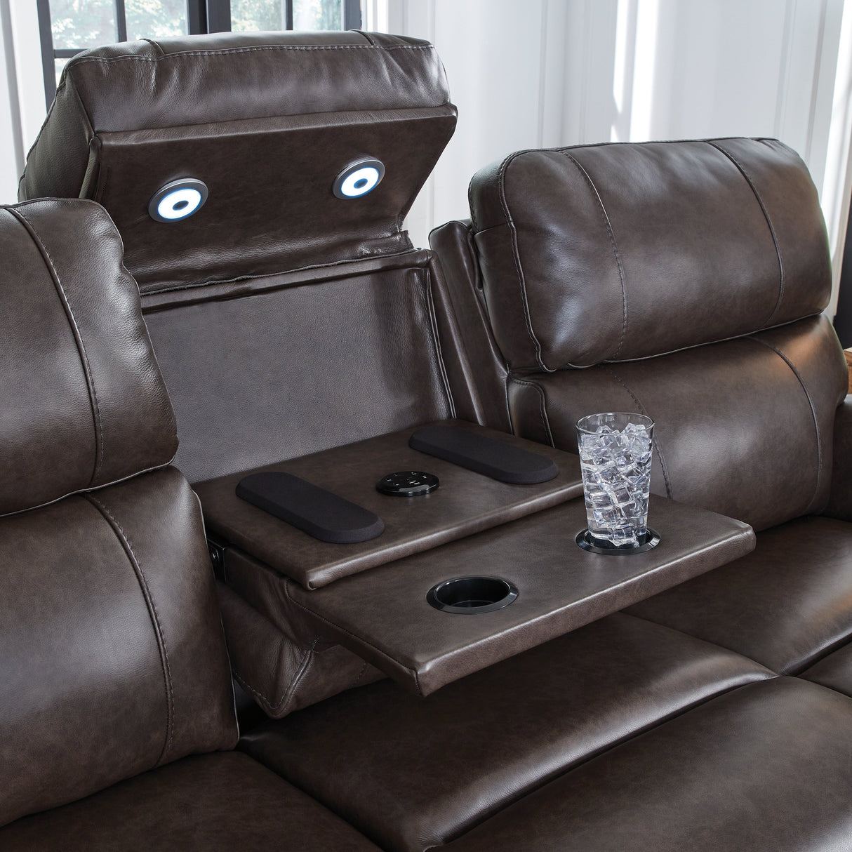 Crossplex Smoke Power Reclining Sofa and Loveseat by Ashley at Eve Furniture