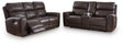Crossplex Smoke Power Reclining Sofa and Loveseat by Ashley at Eve Furniture