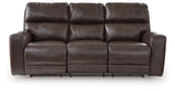 Crossplex Smoke Power Reclining Sofa by Ashley at Eve Furniture