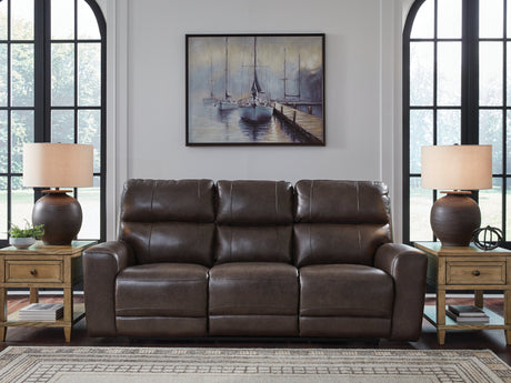 Crossplex Smoke Power Reclining Sofa by Ashley at Eve Furniture