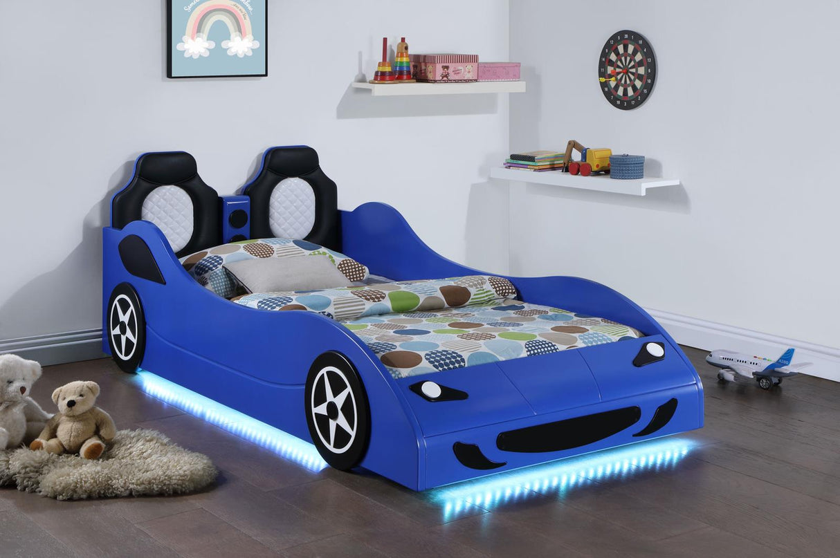 Cruiser Car Themed Twin Bed with Underglow Lights Blue