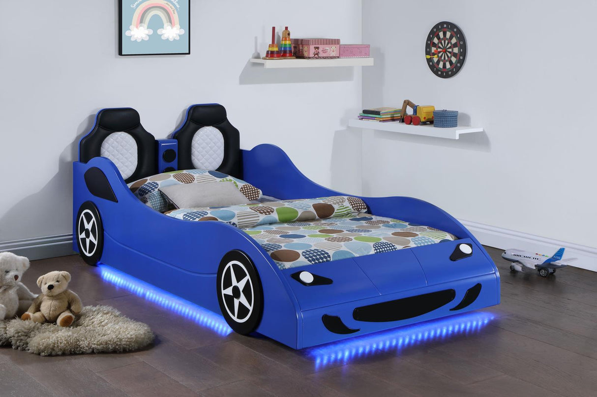 Cruiser Car Themed Twin Bed with Underglow Lights Blue