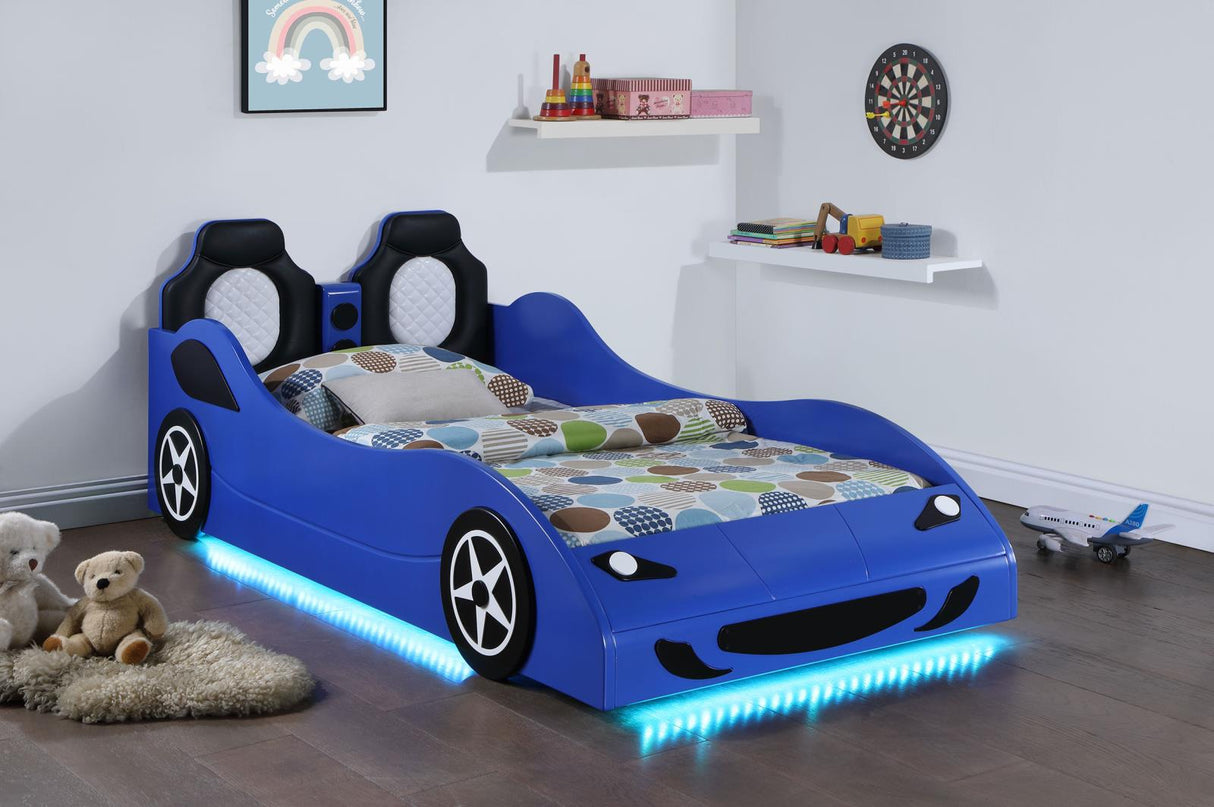 Cruiser Car Themed Twin Bed with Underglow Lights Blue