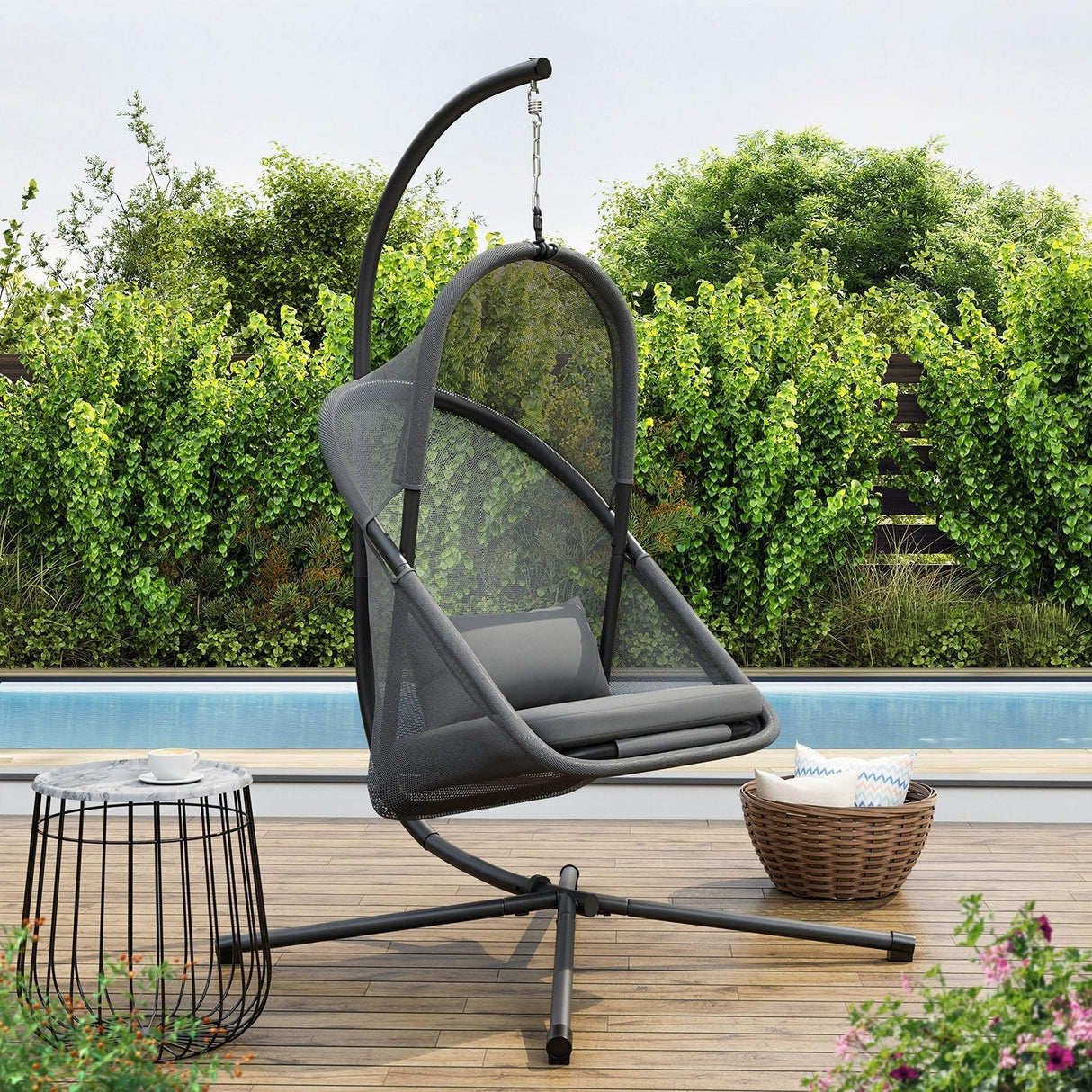 Crush Dark Gray Swing Chair by Furniture of America at Eve Furniture