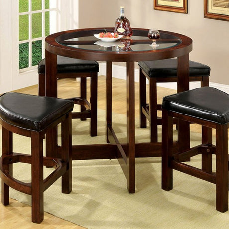 Crystal Cove Dark Walnut 5-Piece Counter Height Table Set by Furniture of America at Eve Furniture