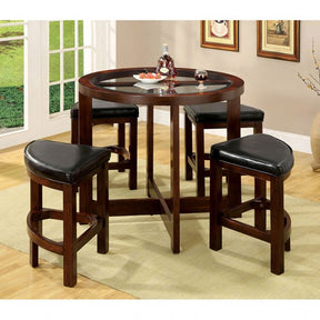 Crystal Cove Dark Walnut 5-Piece Counter Height Table Set by Furniture of America at Eve Furniture