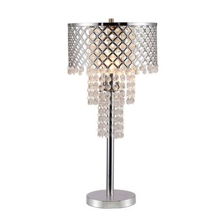 Crystal On Mesh Chrome 28" Touch Table Lamp by Crown Mark at Eve Furniture