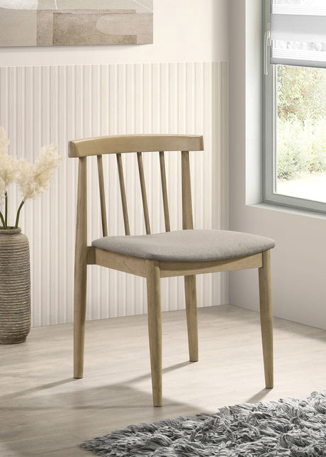Cullen Natural Oak/Wheat Dining Side Chair Upholstered Seat (Set of 2) by Coaster at Eve Furniture