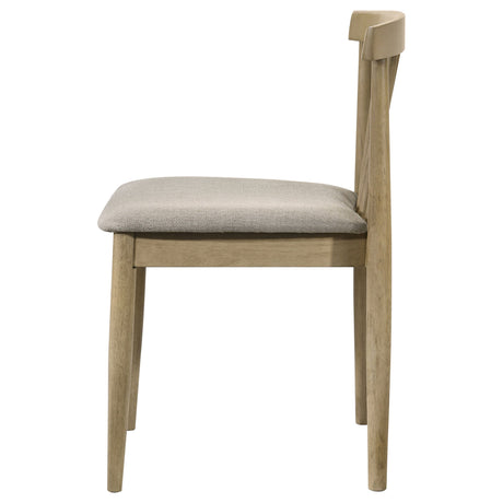 Cullen Natural Oak/Wheat Dining Side Chair Upholstered Seat (Set of 2) by Coaster at Eve Furniture