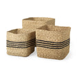 Cullen (Set of 3) Grey Twisted Seagrass Square Basket by Mercana at Eve Furniture