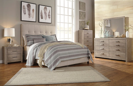 Culverbach Gray Upholstered Panel Bedroom Set by Ashley at Eve Furniture