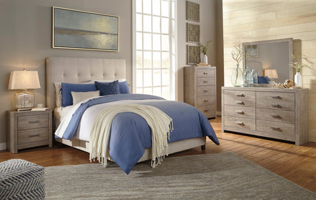 Culverbach Gray Upholstered Panel Bedroom Set by Ashley at Eve Furniture