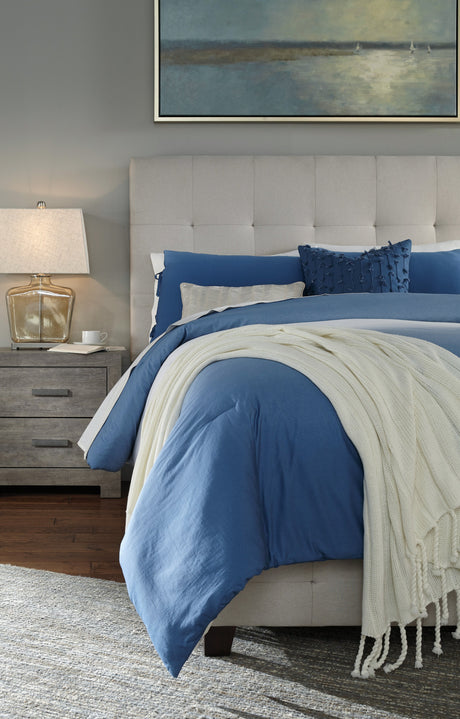 Culverbach Gray Upholstered Panel Bedroom Set by Ashley at Eve Furniture