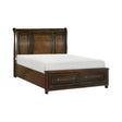 Cumberland Brown Cherry King Sleigh Storage Platform Bed by Homelegance at Eve Furniture