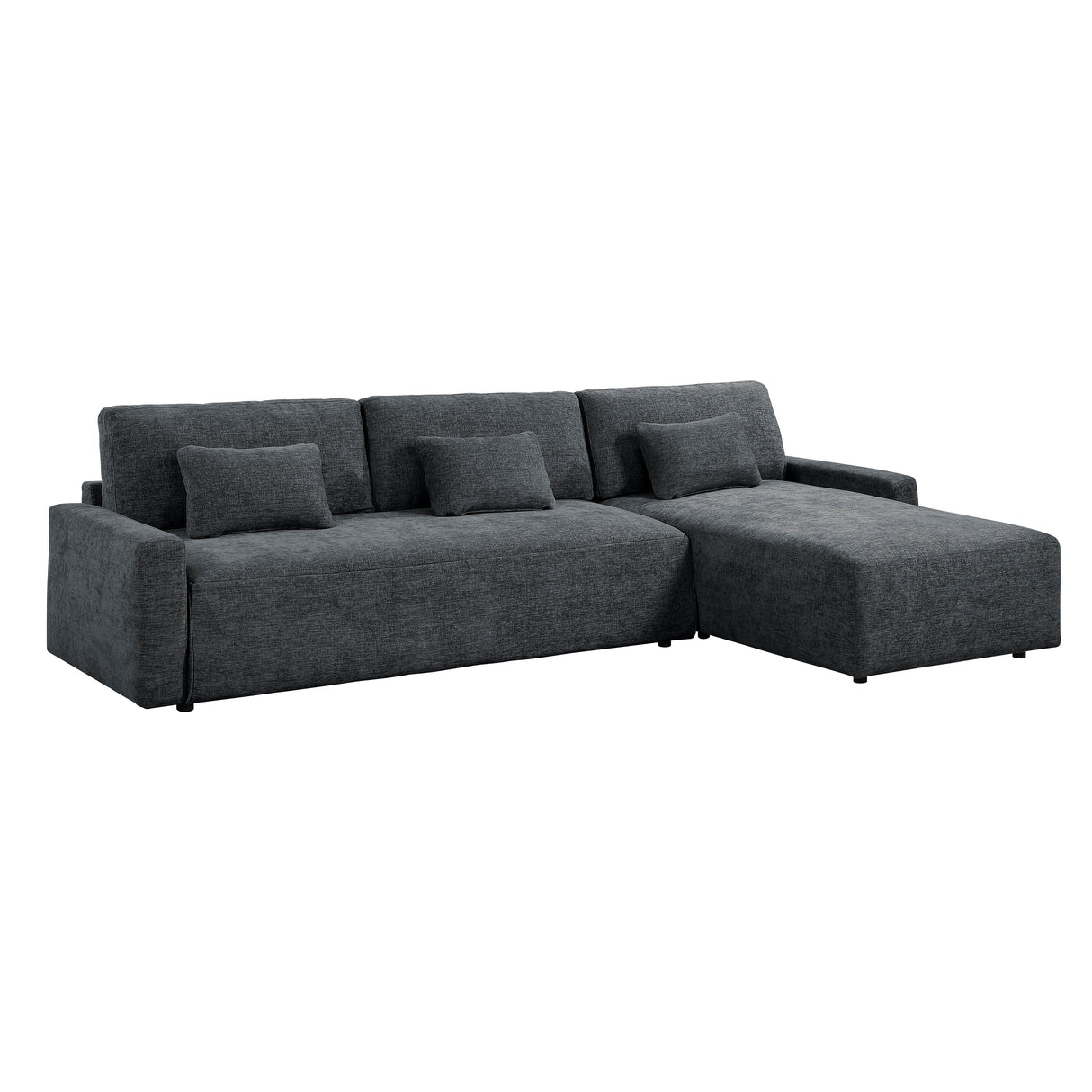 Cumulus Dark Gray 2-Piece Right Side Chaise Sectional with Convertible Queen Sleeper by Homelegance at Eve Furniture