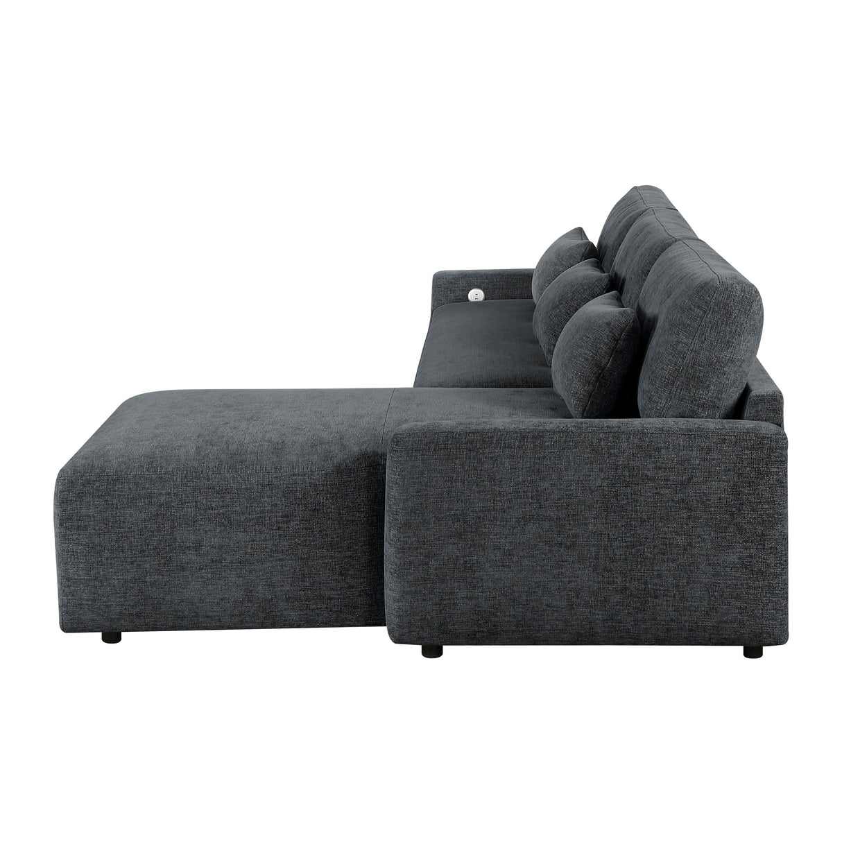 Cumulus Dark Gray 2-Piece Right Side Chaise Sectional with Convertible Queen Sleeper by Homelegance at Eve Furniture