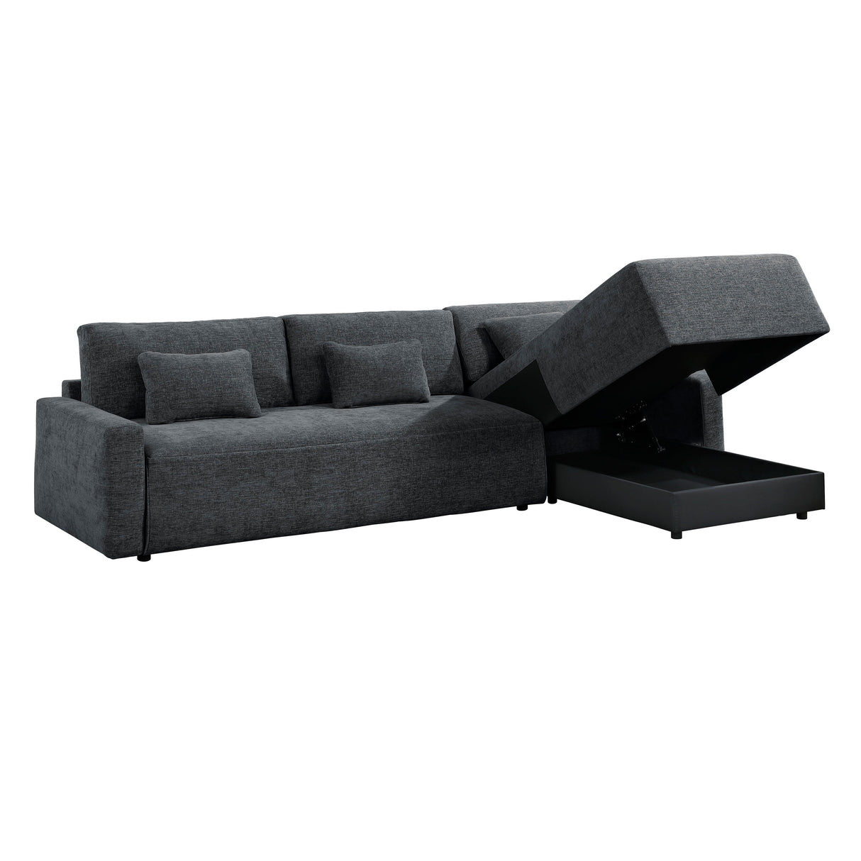 Cumulus Dark Gray 2-Piece Right Side Chaise Sectional with Convertible Queen Sleeper by Homelegance at Eve Furniture