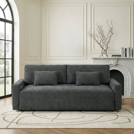 Cumulus Dark Gray Convertible Queen Sleeper Sofa with Charging Ports by Homelegance at Eve Furniture