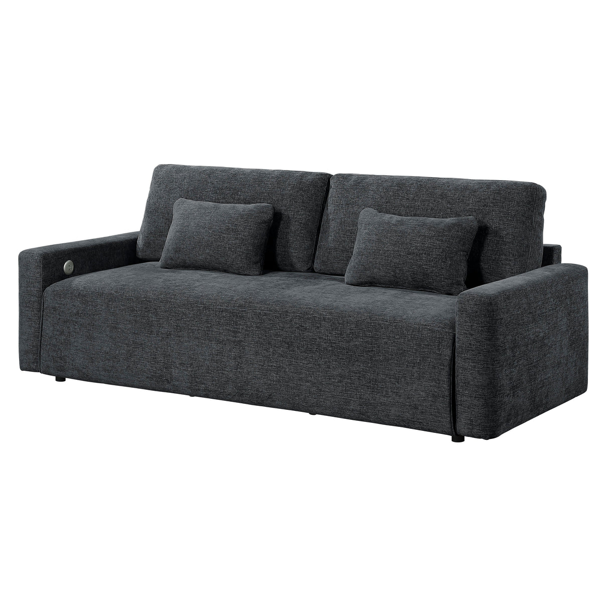 Cumulus Dark Gray Convertible Queen Sleeper Sofa with Charging Ports by Homelegance at Eve Furniture