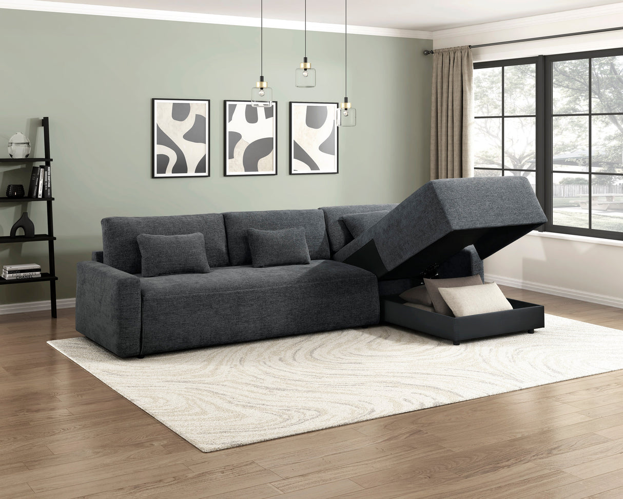 Cumulus Dark Gray Convertible Queen Sleeper Sofa with Charging Ports by Homelegance at Eve Furniture