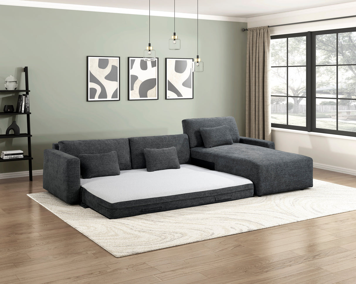 Cumulus Dark Gray Convertible Queen Sleeper Sofa with Charging Ports by Homelegance at Eve Furniture