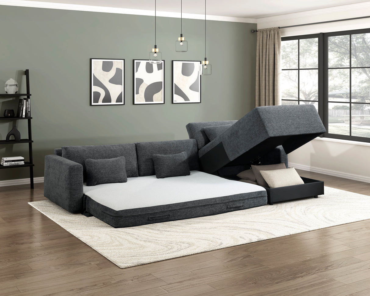 Cumulus Dark Gray Convertible Queen Sleeper Sofa with Charging Ports by Homelegance at Eve Furniture