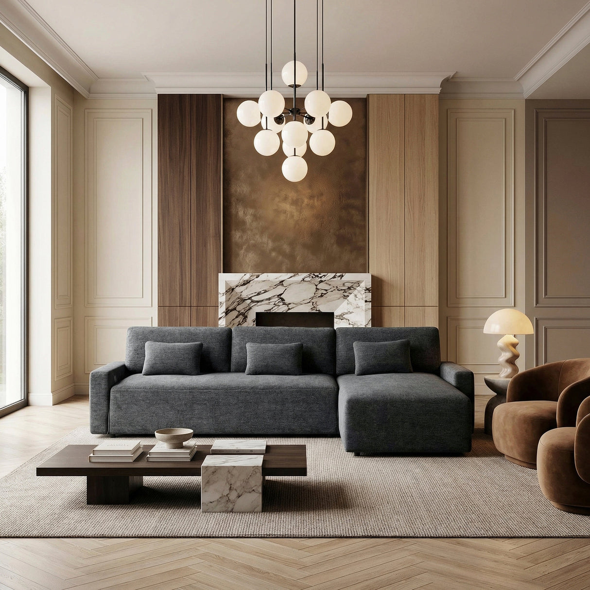 Cumulus Dark Gray Convertible Queen Sleeper Sofa with Charging Ports by Homelegance at Eve Furniture