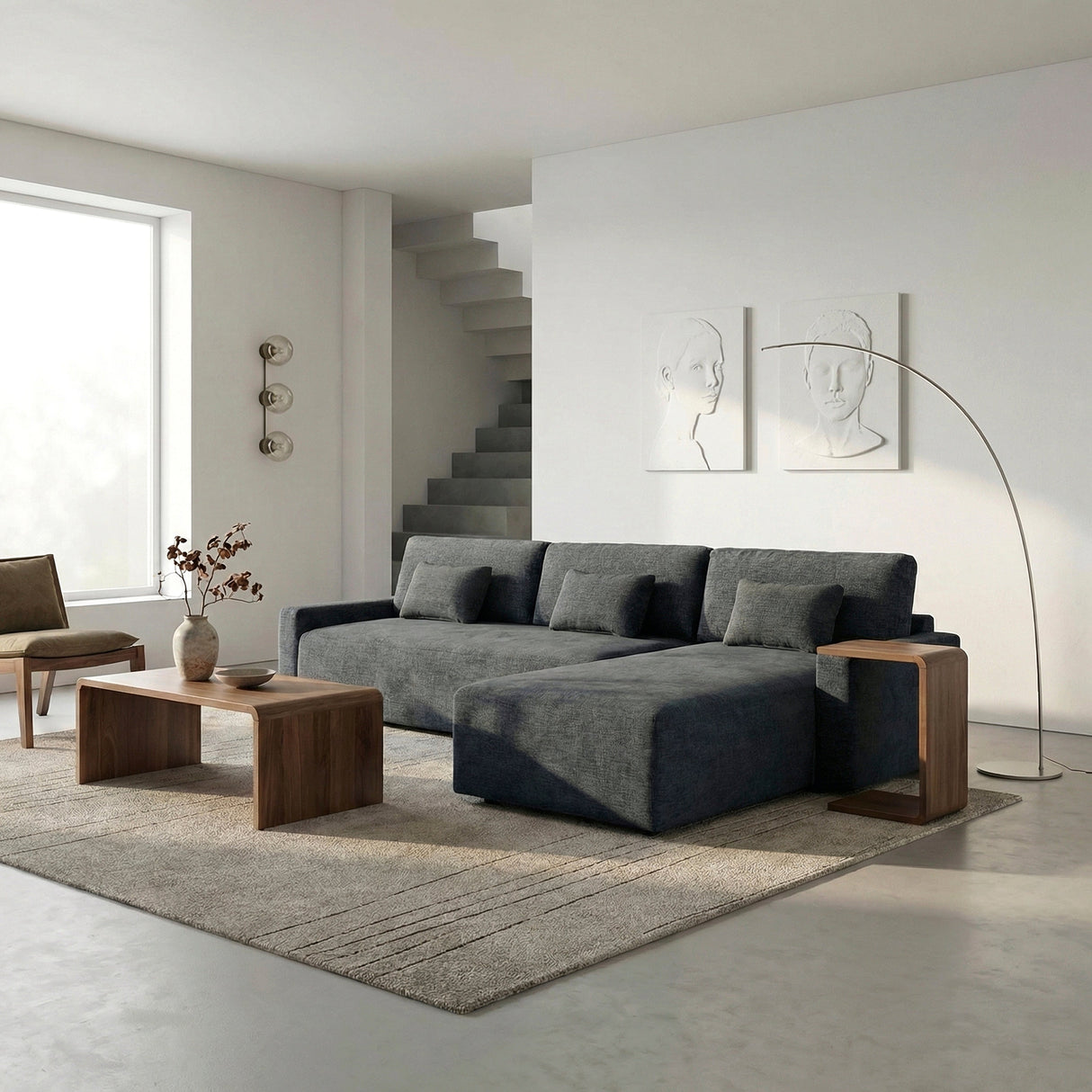 Cumulus Dark Gray Convertible Queen Sleeper Sofa with Charging Ports by Homelegance at Eve Furniture