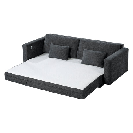 Cumulus Dark Gray Convertible Queen Sleeper Sofa with Charging Ports by Homelegance at Eve Furniture