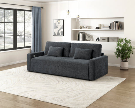 Cumulus Dark Gray Convertible Queen Sleeper Sofa with Charging Ports by Homelegance at Eve Furniture