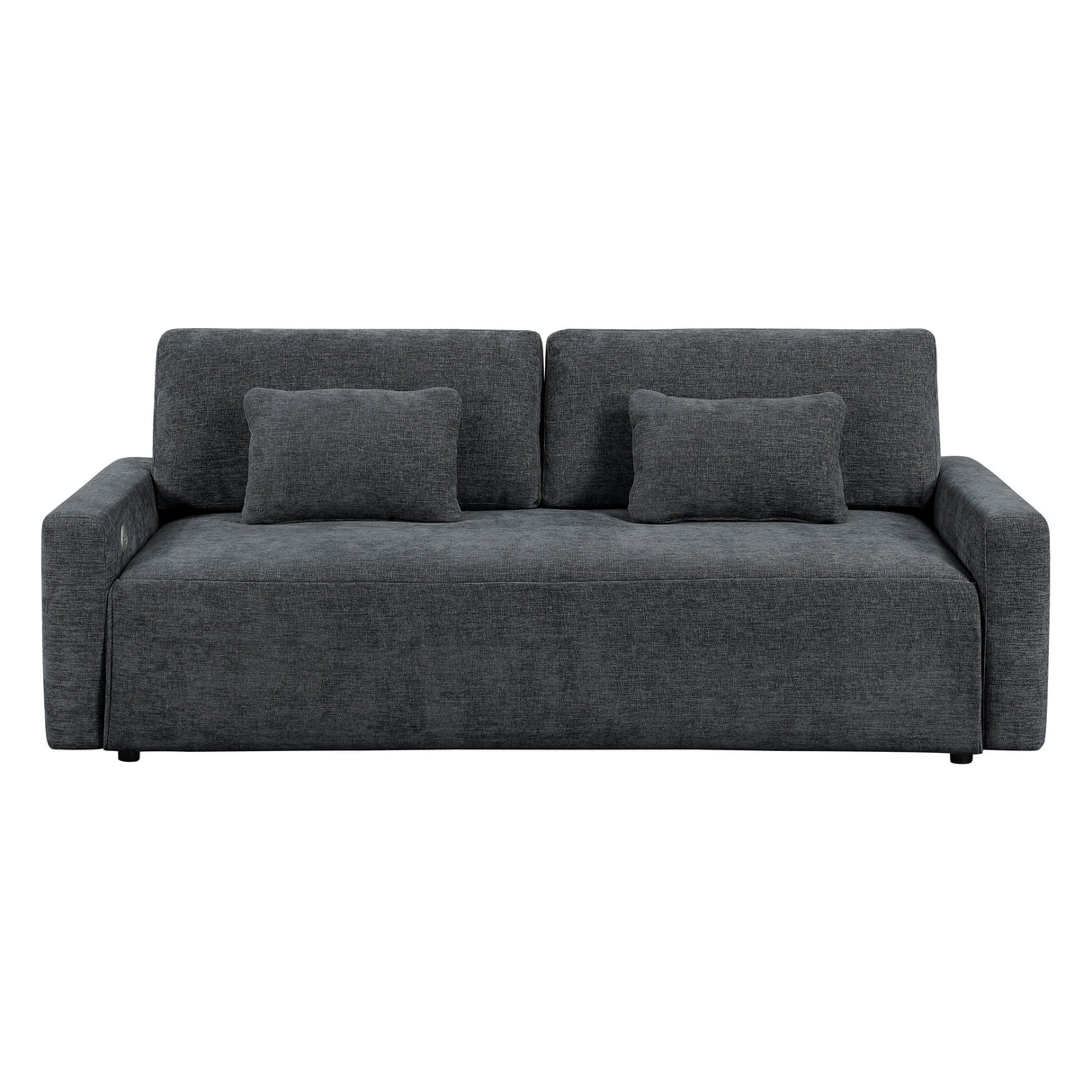 Cumulus Dark Gray Convertible Queen Sleeper Sofa with Charging Ports by Homelegance at Eve Furniture