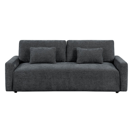 Cumulus Dark Gray Convertible Queen Sleeper Sofa with Charging Ports by Homelegance at Eve Furniture