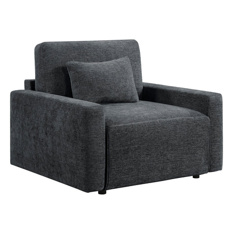 Cumulus Dark Gray Convertible Sleeper Chair with Charging Ports by Homelegance at Eve Furniture