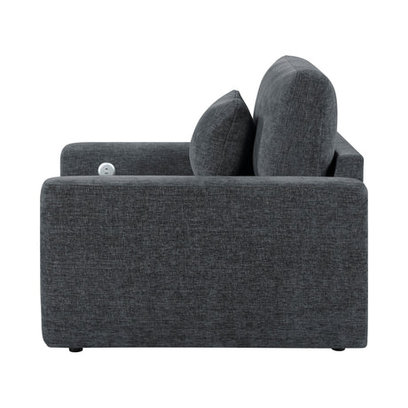 Cumulus Dark Gray Convertible Sleeper Chair with Charging Ports by Homelegance at Eve Furniture