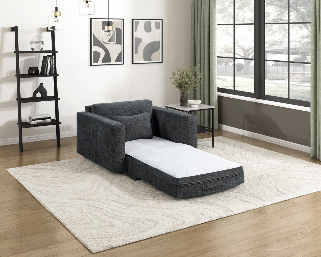 Cumulus Dark Gray Convertible Sleeper Chair with Charging Ports by Homelegance at Eve Furniture