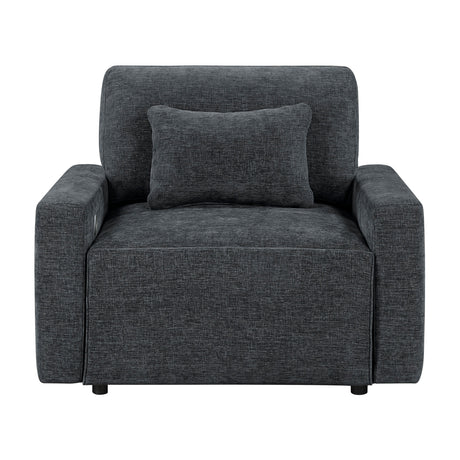 Cumulus Dark Gray Convertible Sleeper Chair with Charging Ports by Homelegance at Eve Furniture