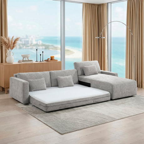Cumulus Gray 2-Piece Convertible RAF Sleeper Sectional by Homelegance at Eve Furniture