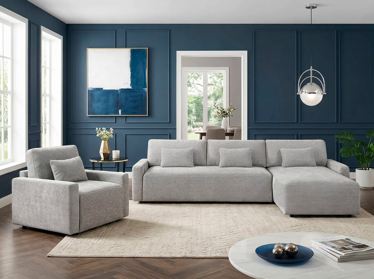 Cumulus Gray Convertible Sleeper Chair with Charging Ports by Homelegance at Eve Furniture