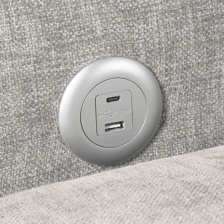 Cumulus Gray Convertible Sleeper Chair with Charging Ports by Homelegance at Eve Furniture