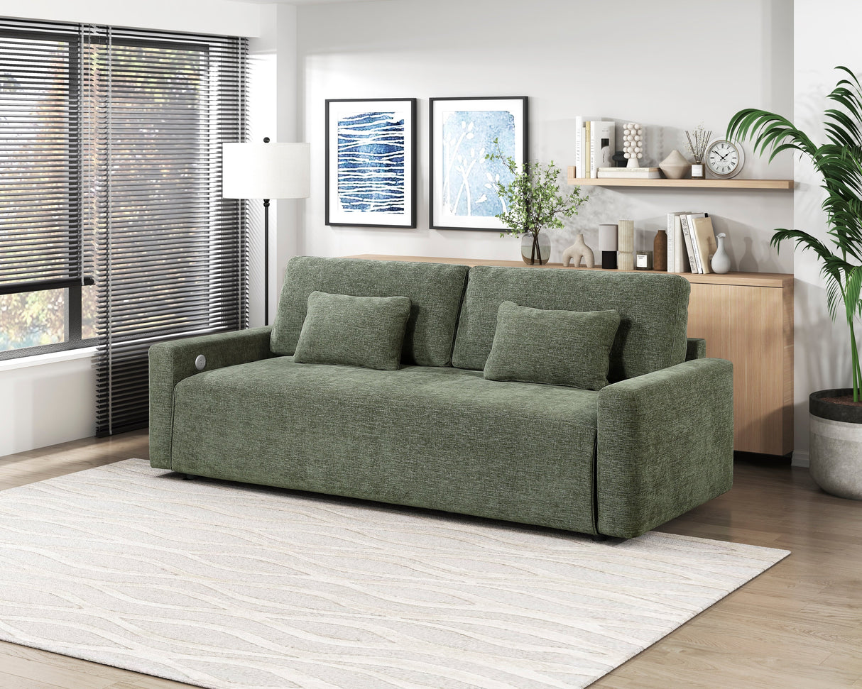 Cumulus Green 2-Piece Convertible RAF Sleeper Sectional by Homelegance at Eve Furniture