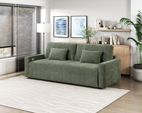 Cumulus Green 2-Piece Convertible RAF Sleeper Sectional by Homelegance at Eve Furniture