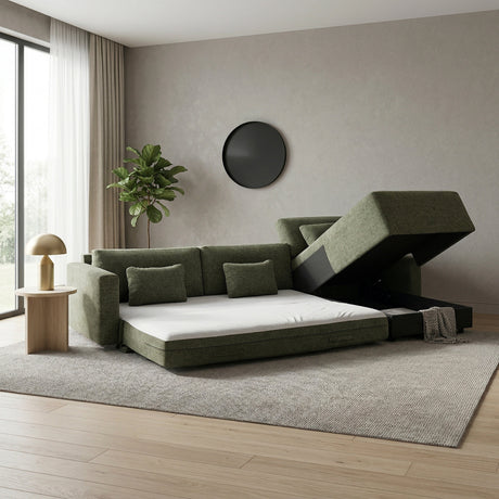 Cumulus Green 2-Piece Convertible RAF Sleeper Sectional by Homelegance at Eve Furniture