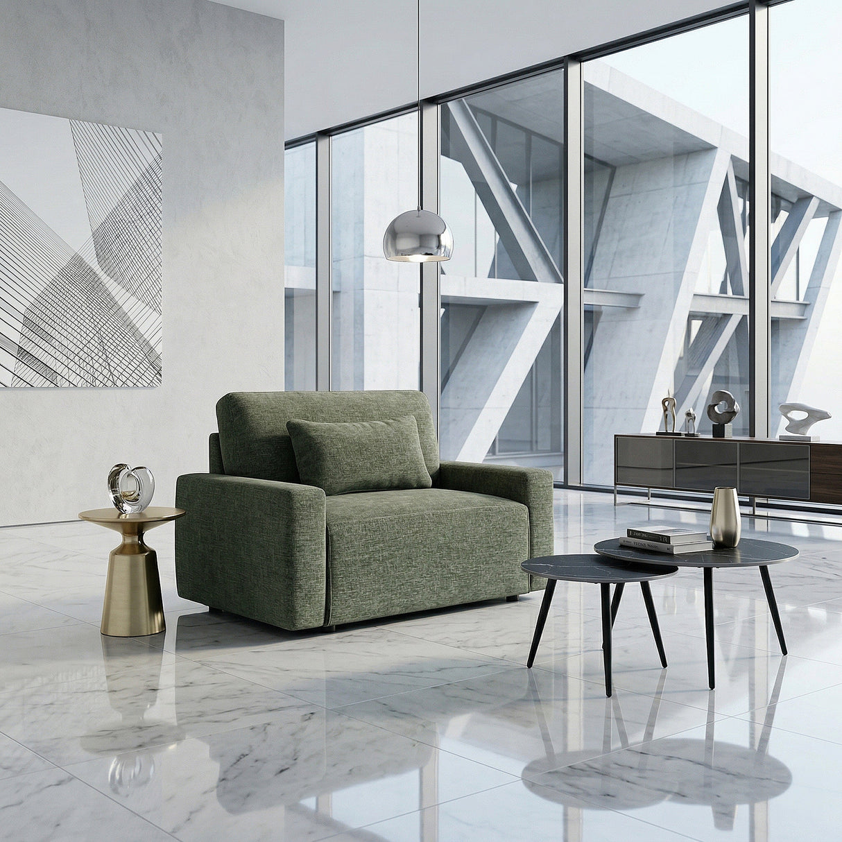 Cumulus Green Convertible Sleeper Chair with Charging Ports by Homelegance at Eve Furniture