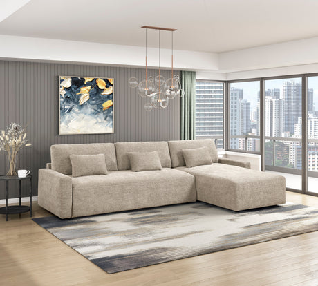Cumulus Taupe 2-Piece Convertible RAF Sleeper Sectional by Homelegance at Eve Furniture