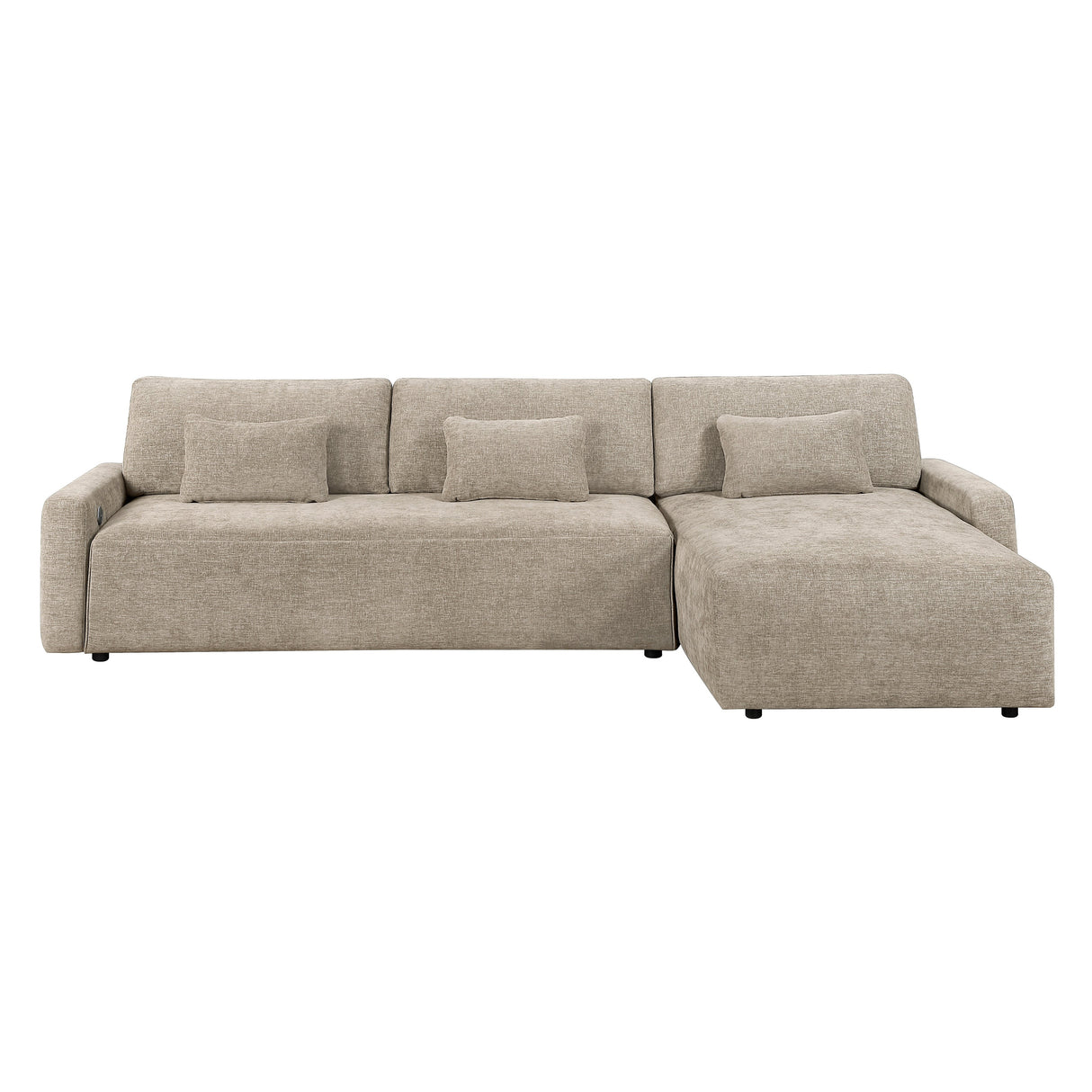 Cumulus Taupe 2-Piece Convertible RAF Sleeper Sectional by Homelegance at Eve Furniture